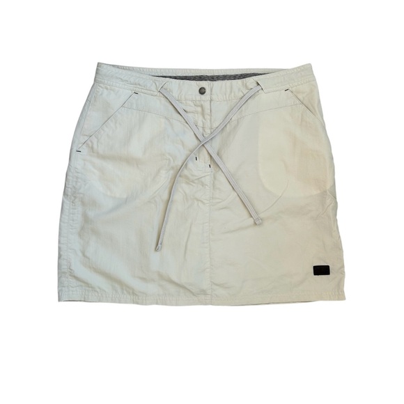 JACK WOLFSKIN Women’s Skort LT. Cream Leisure Mini Skirt Over Shorts Tie Waist L - Picture 1 of 16